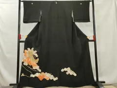 ［4332］黒留袖 池田裕 比翼付 舞鶴風景 五つ紋 梅鉢 正絹 着物 袷 4332］黒留袖 池田裕 比翼付 舞鶴風景 五つ紋 梅鉢 正絹 着物 袷