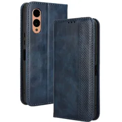 arrows We2 ケース 手帳 F-52E チェック柄 合革 レトロ 手帳 ケース 【Color】ネイビーのサムネイル