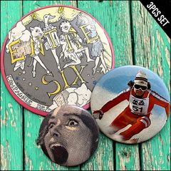 缶バッジ 3点 セット まとめ売り ビンテージ アンティーク 1111AV 50s  