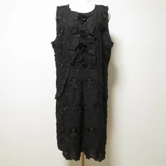 #snc ローズティアラ Rose Tiara ワンピース 46 黒 ノースリーブ 刺繍 花モチーフ フリル ビジュー 大きいサイズ レディース [939280]