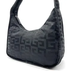 【良品】 GIVENCHY ジバンシー ワンショルダーバッグ トートバッグ 4Gロゴ 総柄 ロゴタグ シルバー金具 ナイロン レザー レディース ブラック 黒色