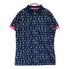 サイズ：L TOMMY HILFIGER GOLF トミー ヒルフィガーゴルフ  半袖ポロシャツ ロゴ総柄 ネイビー系 [240101502280] ゴルフウェア レディース ストスト