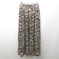 ◇ ⊂ タグがなく　ブランド不明 レオパード柄 ロング プリーツ スカート サイズ表記なし ブラウン系 レディース E  【1506230031283】