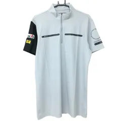 【新品】スリクソンbyデサント 半袖ハイネックシャツ ライトグレー×黒 ハーフジップ メンズ LL ゴルフウェア SRIXON