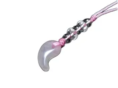 勾玉 天然石 パワーストーン ストラップ キーホルダー(ローズクオーツ)