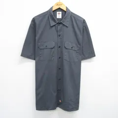 XL/古着 ディッキーズ Dickies 半袖 ワーク シャツ メンズ 大きいサイズ ロング丈 濃グレー 25jun04 中古 トップス