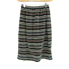 ソニアリキエル スカート ボトムス ボーダー柄 ベロア調 レディース Mサイズ 緑×ベージュ Sonia Rykiel 【中古】