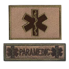 特価商品 PHOENIX IKKI パラメディック PARAMEDIC スターオブライフ STAR OF LIFE 刺繍 パッチ ワッペン アップリケ EMS EMT 救助 救援 救急 医療 2piece brown