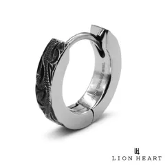 ライオンハート ハワイアン フープピアス 平打ち サージカルステンレス シルバー 片耳用 ピアス ハワイアンジュエリー 1点売り メンズ ブランド LION HEART