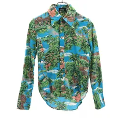 オゾンロックス 日本製 パームツリー柄 長袖 アロハシャツ 水色 OZONE ROCKS レディース