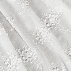 moonfarm 花柄 コットン 刺繍 生地 幅1.35m フラワー 白 布 立体 おしゃれ(ホワイト,  2m)のサムネイル