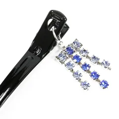 髪飾り 成人式 振袖 前撮り 袴 青 黒 シルバー かんざし ラインストーン ピン クリップ クリスタルガラス クリスタル キラキラ No.9-4743