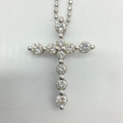 Ponte Vecchio ポンテヴェキオ クロス モチーフ ダイヤ ネックレス K18WG 750 ホワイトゴールド ダイヤモンド 0.51ct 40cm アクセサリー レディース 【中古】Aランク　5_304