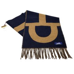 【楠本質店/元住吉】新品　エルメス　HERMES　カシミア　マフラー　ネイビー系　ベージュ系　メンズ　