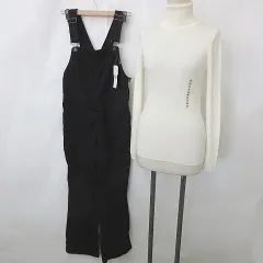 無印良品 良品計画 ジーユー GU ニット サロペット 2枚セット セーター 長袖 タートルネック デニム ワイド ロング オフ白 黒 ブラック M