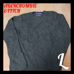 訳あり　ABERCROMBIE&FITCH　ニット　緑　L　古着　アメカジ　シワ　○