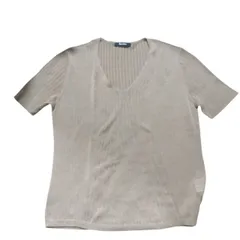 RE217 Aquascutum アクアスキュータム　日本製　V字ネック半袖ニット　サマーニット　薄手　レディース