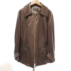 #anc モガ MOGA ジャケット 17 茶 大きいサイズ ジップアップ 光沢 ステッチ レザー調 レディース [915973]のサムネイル