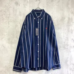 BEVERLY HILLS POLO CLUB ビバリーヒルズポロクラブ　ボタンダウンシャツ　ネイビー系×ストライプ柄　メンズ　Mサイズ