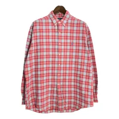 RALPH LAUREN ラルフローレン BLAKE 長袖ボタンダウンシャツ チェック レッド(メンズ L)中古 古着 T7827