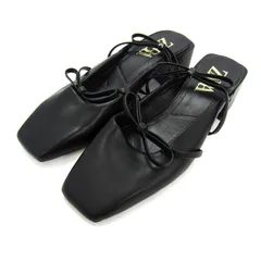 ザラ パンプス スクエアトゥ バックストラップ リボン シューズ 靴 黒 レディース 35サイズ ブラック ZARA 【中古】