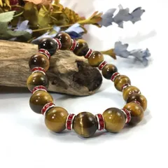 パワーストーン　ブレスレット　タイガーアイ　12mm 天然石ブレス （レッド）メンズ・レディース　男性・女性　数珠ブレス　開運 [k]