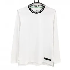 アディダス 長袖Ｔシャツ 白×黒 3ライン地模様 ネック英字 裾ロゴ レディース OT ゴルフウェア adidas