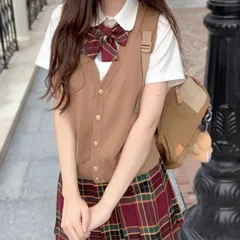ニットベスト 学生 トップス JK スクール ノースリーブ セーター vネック 制服 通学 無地 レディース 開襟 袖なし プルオーバー コーデ カジュアル 重ね着 おしゃれ ファッション 中学生 高校生 春 夏 秋 冬