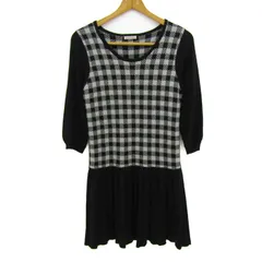 レストローズ ニットワンピース トップス 長袖 チェック柄 レディース 2サイズ 黒×グレー L'EST ROSE 【中古】