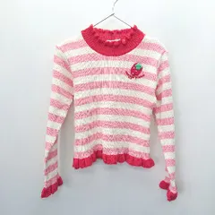 ◇ mezzo piano メゾピアノ ボーダー柄 キッズ 子供服 長袖 ニット サイズM レッド アイボリー ピンク 女の子 E  【1407180010123】