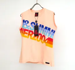 25039 新品未使用 ＆ DOLCE&GABBANA ドルチェ&ガッバーナ 英字 プリント 丸首 クルーネック コットン 100% ノースリーブ Tシャツ カットソー ベスト タンクトップ size40 ピンク レディース イタリア製