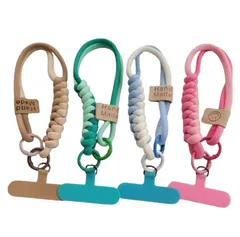 Wリングタイプ カラフルシンプル ハンドストラップ 全4色 パラコード素材 スマホ落下防止 携帯 ストラップ アクセサリー 落下防止