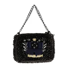 ANTEPRIMA アンテプリマ バッグ ハンドバッグ - PVCワイヤー ビジュー ブラック系  2WAY セカンドバッグ クラッチバッグ ショルダーバッグ リボン チェーン 