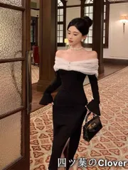 【美品・未使用新品】ロングドレス オフショルチュール シンプル　結婚式・パーティーに最適！