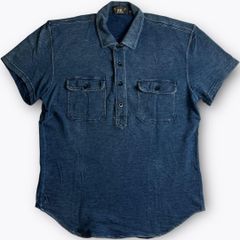 RRL ダブルアールエル インディゴ 染め 半袖 ポロシャツ Mサイズ