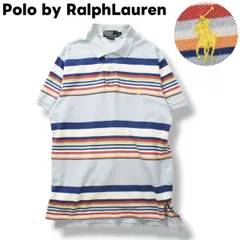 【定番】 古着 POLO ラルフローレン ポニーロゴ 半袖 ポロシャツ L マルチボーダー
