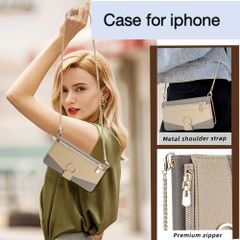 iPhone 16 12 13 14 15 Pro Max ミラー付き 小銭入れ付き スマホケース 手帳型ケース ショルダー チェーン ストラップ スマホ アイフォン SE2 SE3 XR 11pro 16 携帯ケース ショルダー 財布型 おしゃれ かわいい
