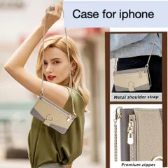 iPhone17 16 12 13 14 15 Pro Max ミラー付き 小銭入れ付き スマホケース 手帳型ケース ショルダー チェーン ストラップ スマホ アイフォン SE2 SE3 XR 11pro 携帯ケース ショルダー 財布型 おしゃれ かわいい