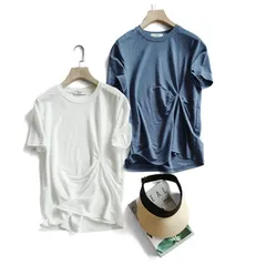 デザインTシャツ Tシャツ トップス 無地 レディース 半袖 シンプル しぼり トップス カットソー 細見え 丸首 クルーネック