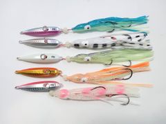 インチク 40g 5色から選べます 夜光玉付 蓄光 オモリ部分6.5cm タコベイト約12cm 青物 真鯛 マダイ メタルジグ タイラバ 鯛ラバ カブラ ジギング ブリ エソ マグロ カツオ アマダイ ルアー ボート オフショア 船釣り