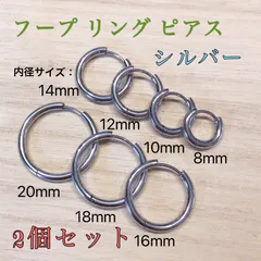 シルバー 2個セット フープ リング ピアス サージカルステンレス製