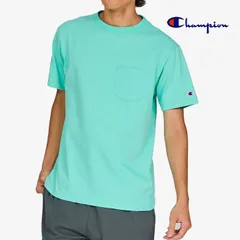  チャンピオン Champion Tシャツ 半袖 ポケット メンズ レディース  ポケT クルーネック USAコットン S M L XL C3-X357 ライトブルーグリーン