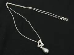 ■美品■ NINA RICCI ニナリッチ ラインストーン パール ロング ネックレス ペンダント アクセサリー レディース シルバー系 DF4992