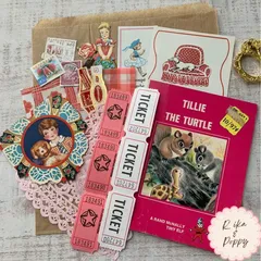 ヴィンテージ 紙モノ 素材 おすそ分けパック 小さな洋書絵本 ジャンクジャーナル コラージュ ピンク系 蚤の市