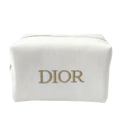 Dior／ホワイト×ゴールドコットンコスメポーチ　ノベルティ　ディオール　DIOR  デニム　化粧ポーチ