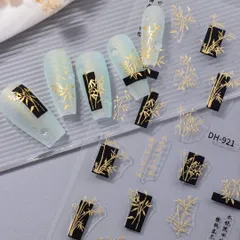 ネイルシール竹　メンズコスプレ　アクセ　飾りお洒落シック　大人上品中華　漢服くろ