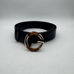 GUCCI　グッチ　レザーベルト　バンブー　Ｇバックル　あ241202-3