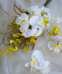 春のミニガーデン☆ミモザ×ラベンダー×ローズのハーフリース  