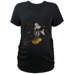 【送料無料】 ディズニー レディース Tシャツ トップス Disney's Mickey Mouse Skeleton Costume Maternity Graphic Tee Black