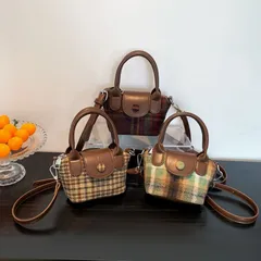ショルダーバッグ 子供 女の子 カバン バッグ ミニバッグ チェック柄 リボン レザー調 かわいい おしゃれ ファッション雑貨 レトロ wuwukai01